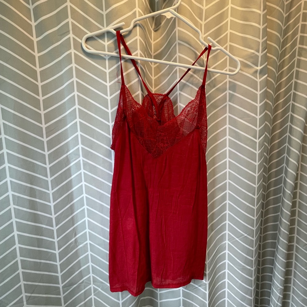 Red lace tank top